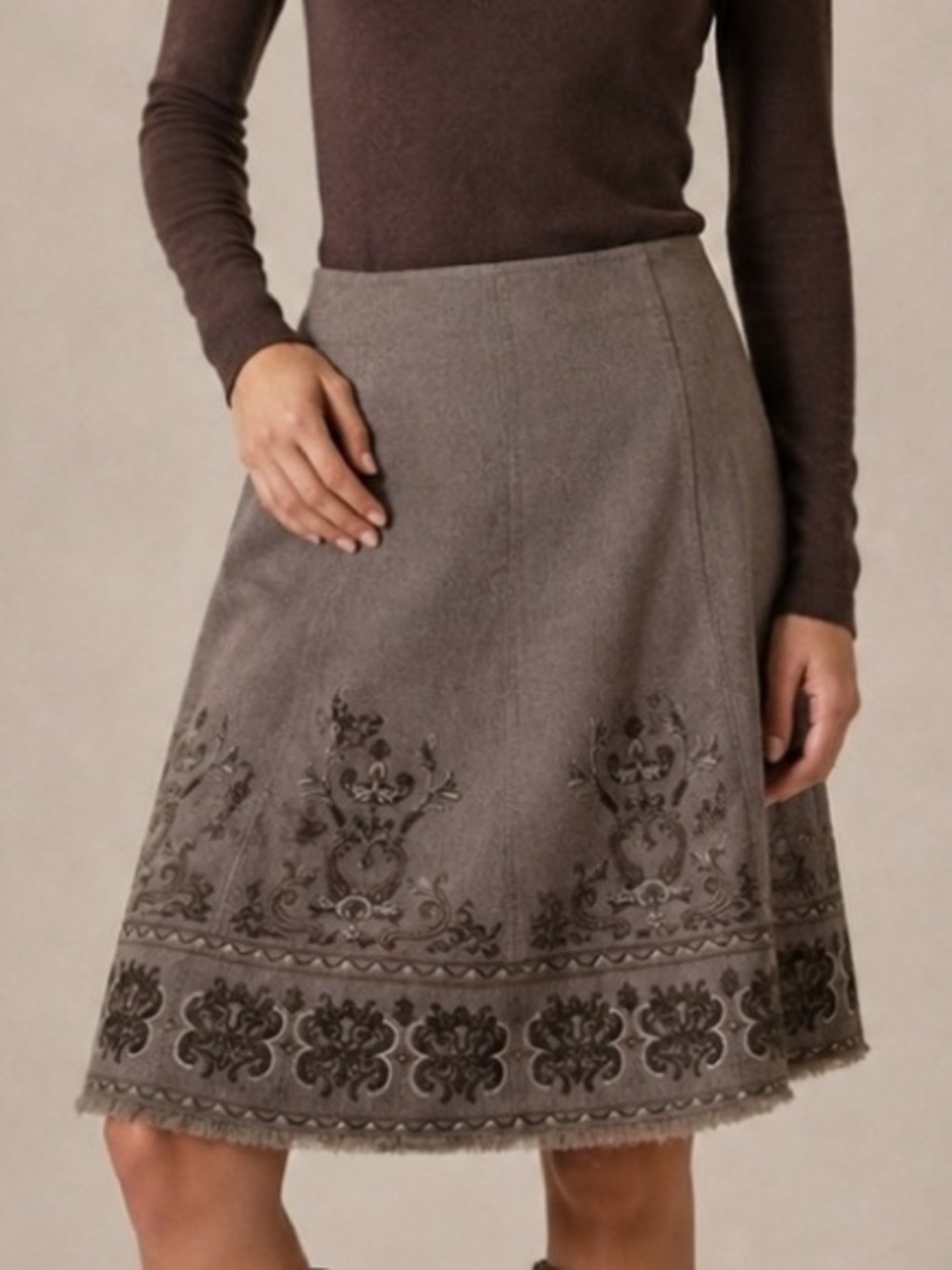 Nygard embroidered wool skirt